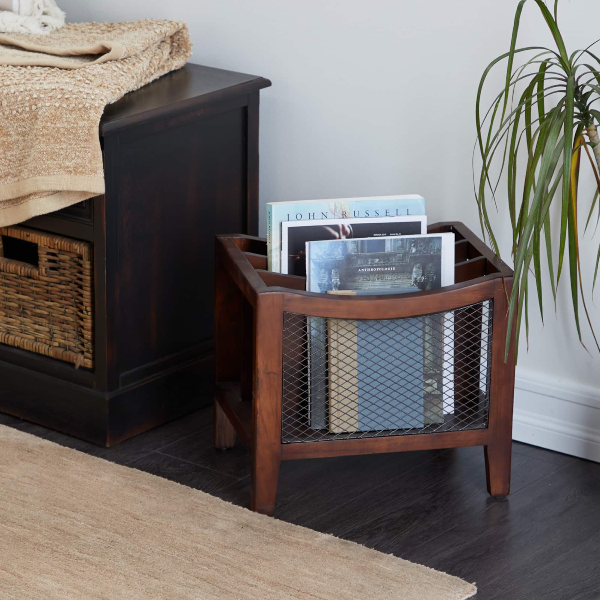 Brown Wood Traditional Magazine Rack Holder